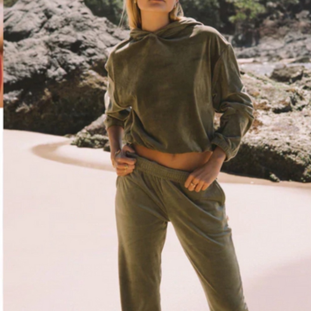 Olive Green hoodie. Pants also listed. Revolve brand. By Araminta James velvety
